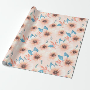 Cadeau Papier d'emballage à motifs floraux