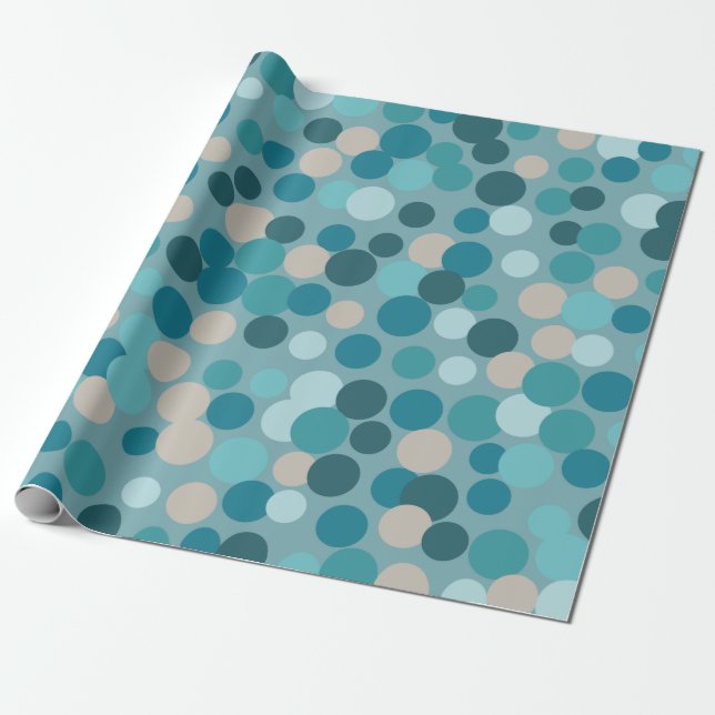 Cadeau Papier d'emballage à points de fête bleu (Déroulé)
