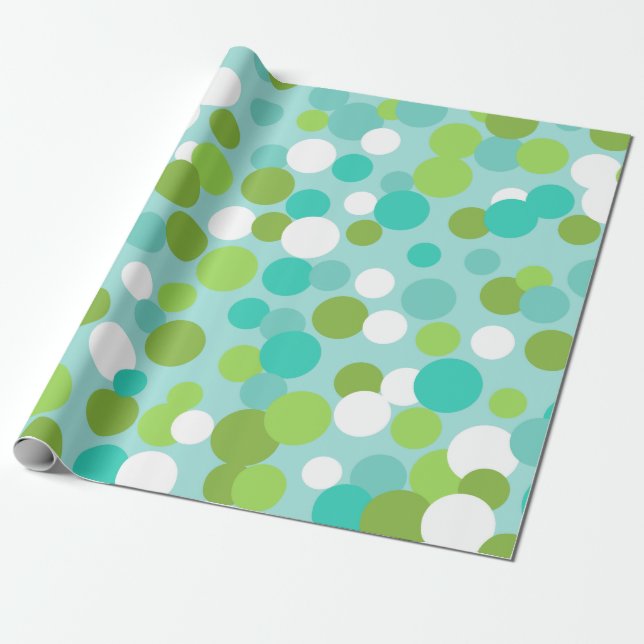 Cadeau Papier d'emballage à points Fériés Vert Bleu (Déroulé)