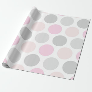 Cadeau Papier d'emballage à pois rose gris et teint de pe