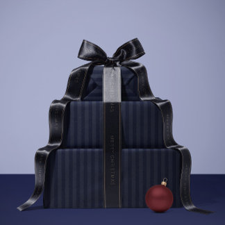 Cadeau Papier d'emballage à rayures bleu profond