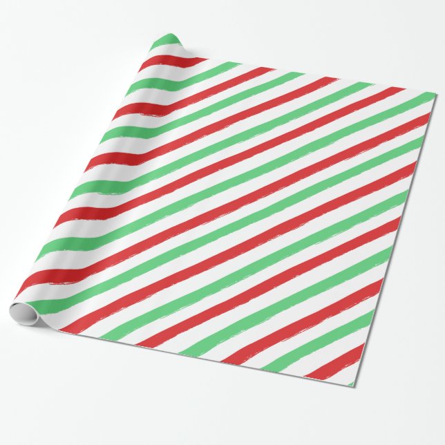 Cadeau papier d'emballage à rayures de noël (Déroulé)