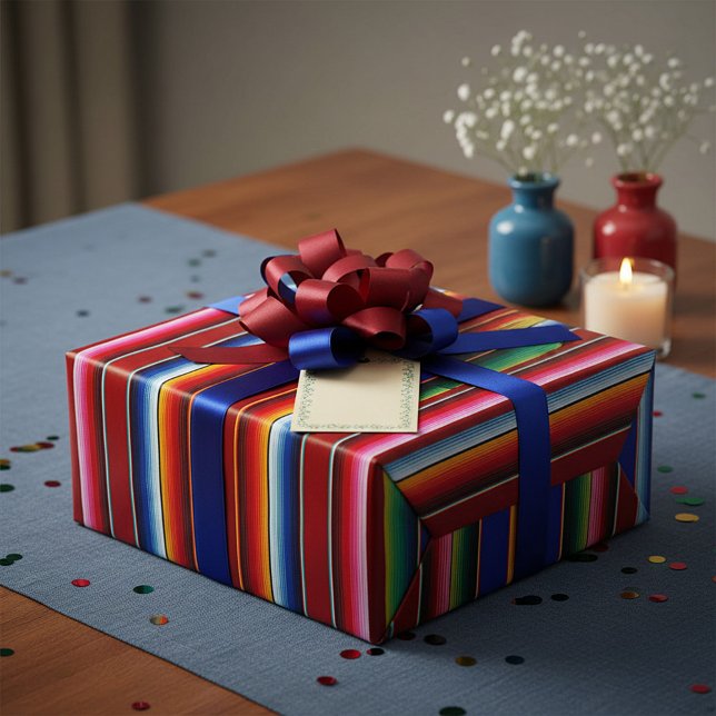 Cadeau Papier d'emballage à rayures serape colorées (Créateur téléchargé)