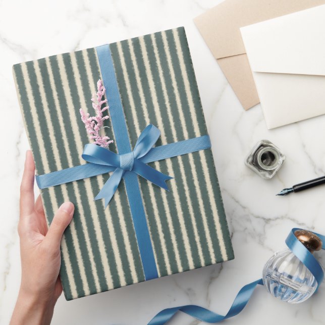 Cadeau Papier d'emballage à rayures vert foncé (Cadeaux)
