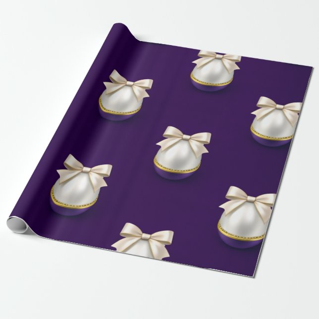 Cadeau Papier d'emballage à ruban de luxe perle violet ro (Déroulé)