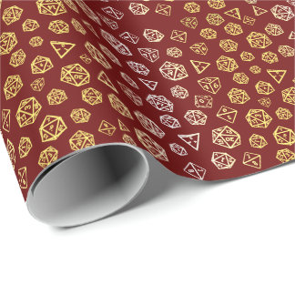 Cadeau Papier d'emballage à thème dés Rouge et Or pour je