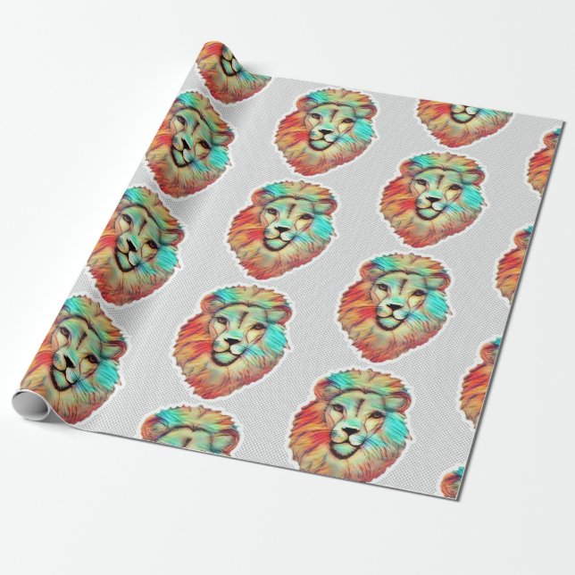 Cadeau Papier d'emballage à visage de lion (Déroulé)