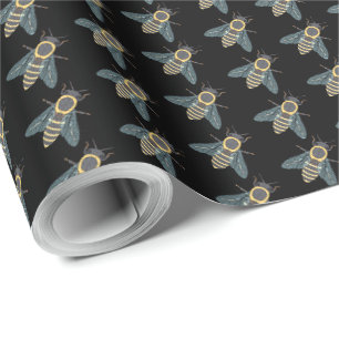 Cadeau Papier d'emballage Abeille à miel (noire)