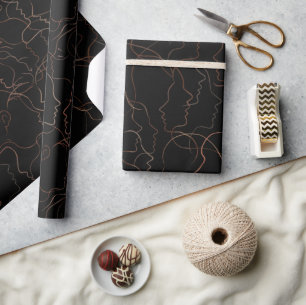 Cadeau Papier d'emballage abstrait à motifs de visages en