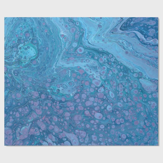 Cadeau Papier d'emballage abstrait bleu violet Ocean Bree (Plat)