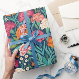 Cadeau Papier d'emballage abstrait boho oeillets papillon