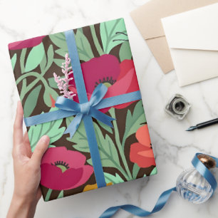 Cadeau Papier d'emballage abstrait coloré Pavots Monarque