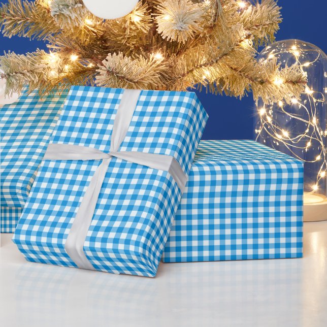 Cadeau papier d'emballage Abstrait de buffle bleu et blan (Vacances)