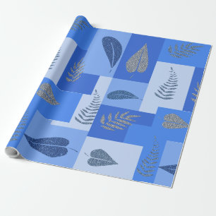 Cadeau Papier d'emballage abstrait feuille bleue