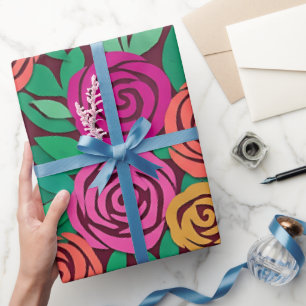 Cadeau Papier d'emballage Abstrait Matisse Roses Papillon