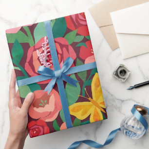 Cadeau Papier d'emballage Abstrait Matisse Roses Papillon