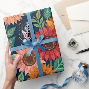 Cadeau Papier d'emballage abstrait papillon tournesol