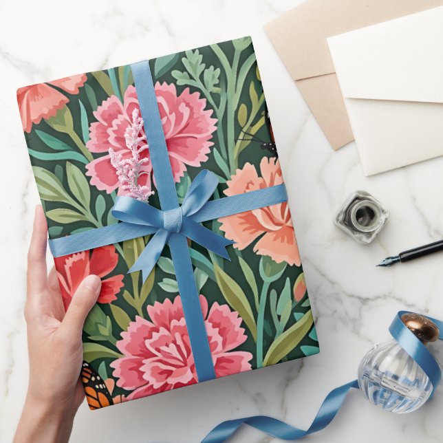 Cadeau Papier d'emballage abstrait papillons oeillets (Cadeaux)