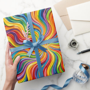 Cadeau Papier d'emballage abstrait rayon de soleil arc-en