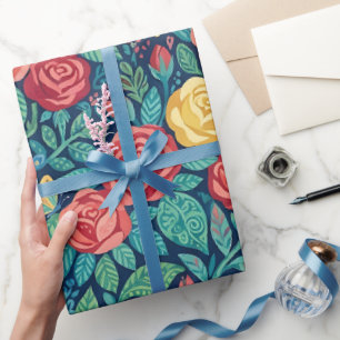 Cadeau Papier d'emballage Abstrait Roses Papillons Art Po