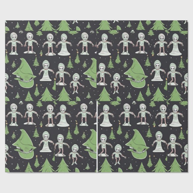 Cadeau papier d'emballage Alien Noël (Couture)