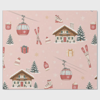 Cadeau Papier d'emballage Alpine Ski Christmas Blush