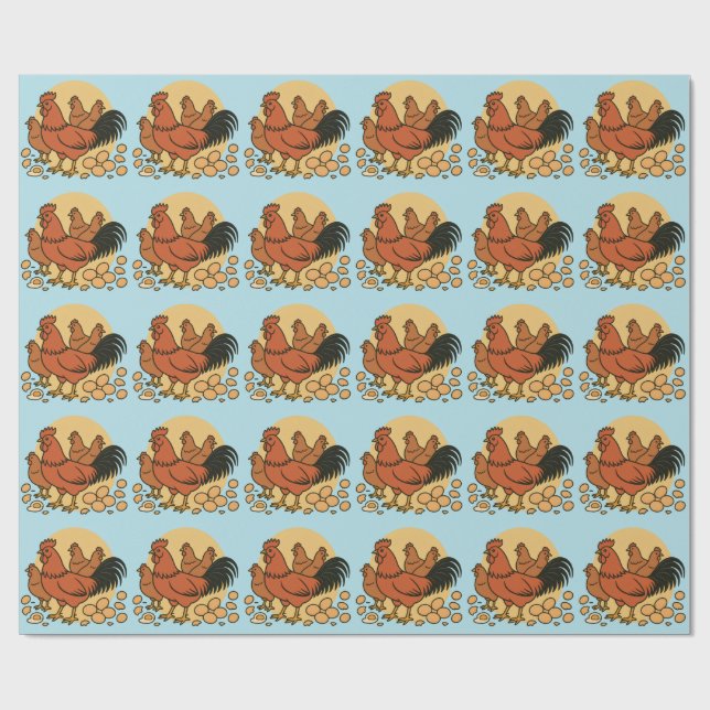 Cadeau Papier d'emballage Amoureux de Poulet (Plat)