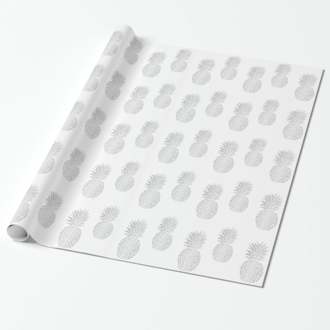 Cadeau Papier d'emballage - ananas argenté (Déroulé)