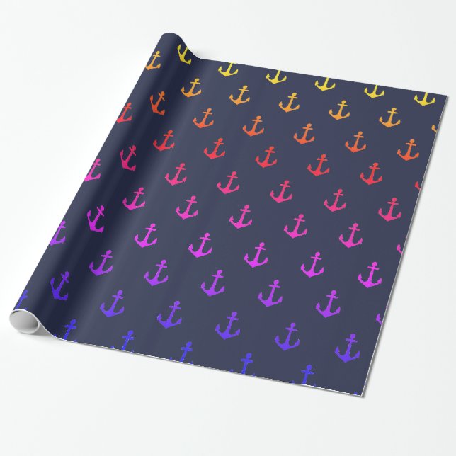 Cadeau Papier d'emballage Ancres Colorées (Déroulé)