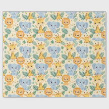 Papier d'emballage Animaux de Safari pour Bébés