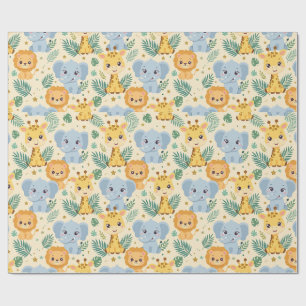Cadeau Papier d'emballage Animaux de Safari pour Bébés