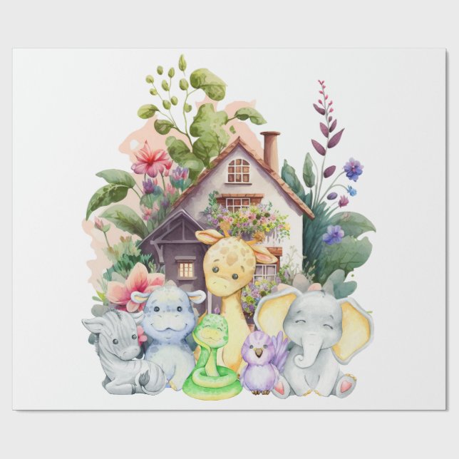Cadeau Papier d'emballage Animaux Mignons (Plat)