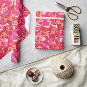 Cadeau Papier d'emballage aquarelle abstraite rose rouge