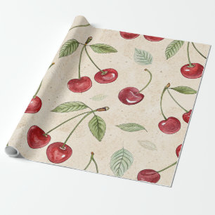 Cadeau Papier d'emballage aquarelle cerise