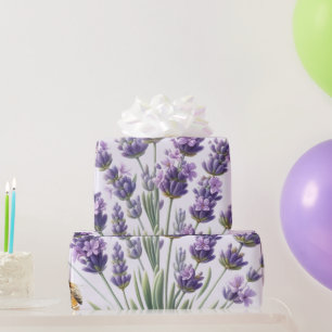 Cadeau Papier d'emballage aquarelle floral lavande