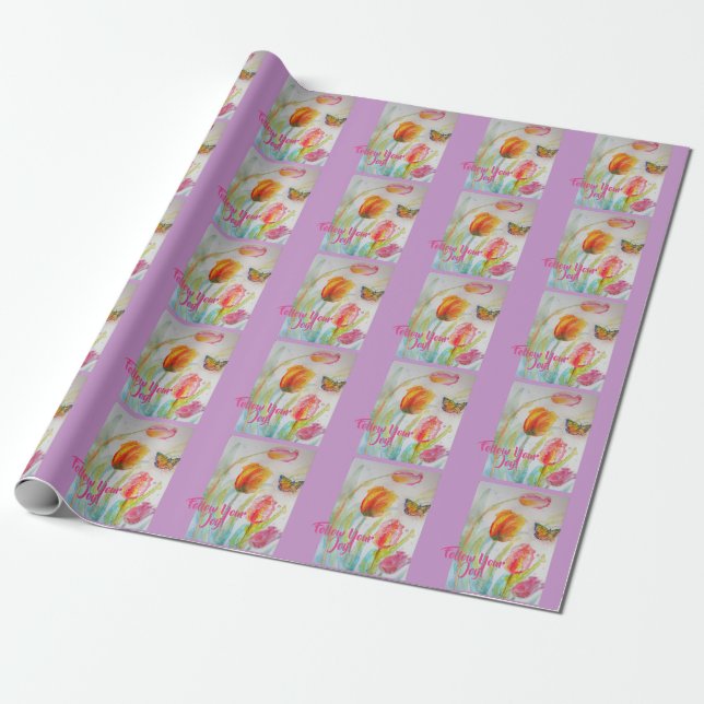 Cadeau Papier d'emballage aquarelle floral Tulipe Tulipe  (Déroulé)