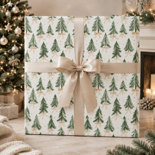 Cadeau Papier d'emballage arbre de Noël aquarelle