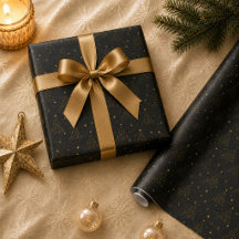 Papier d'emballage Arbre de Noël Céleste Or