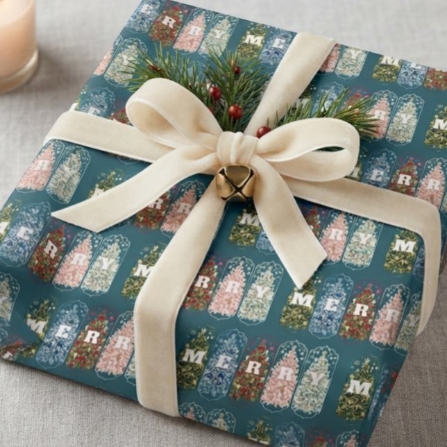 Cadeau Papier d'emballage Arbres Décorés Oiseaux d'Hiver (Créateur téléchargé)