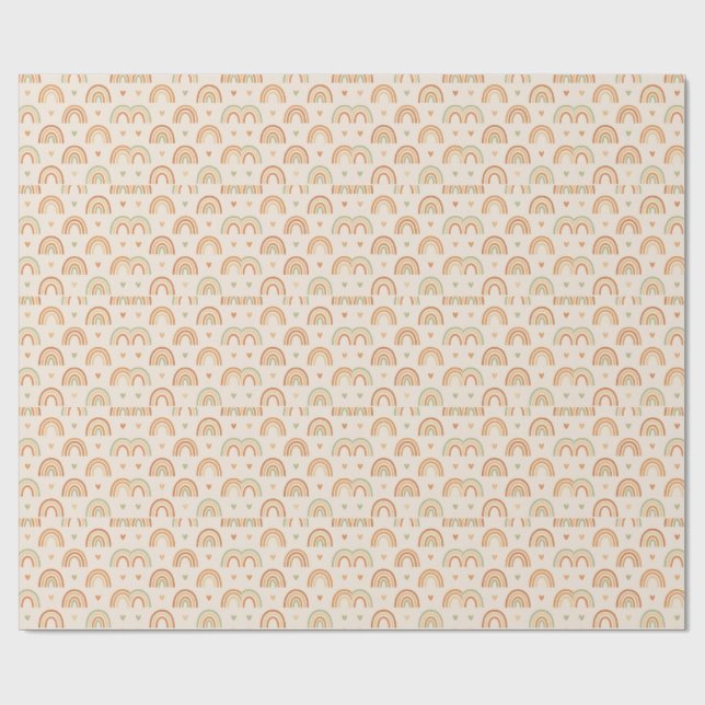 Cadeau Papier d'emballage arc-en-ciel Boho (Plat)