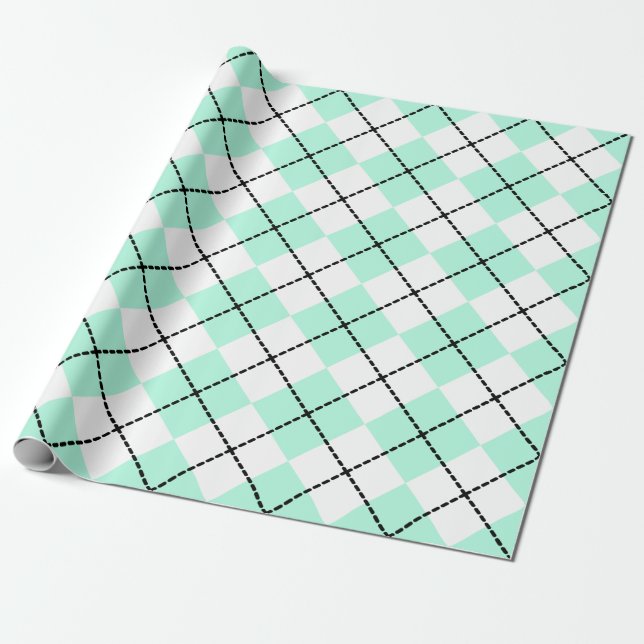 Cadeau Papier d'emballage Argyle Menthe (Déroulé)