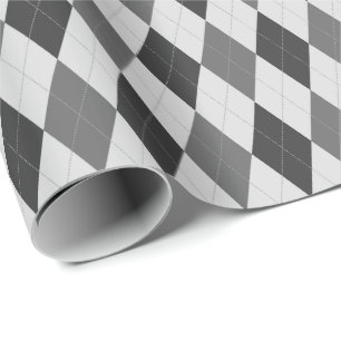 Cadeau Papier d'emballage Argyle tons gris larges