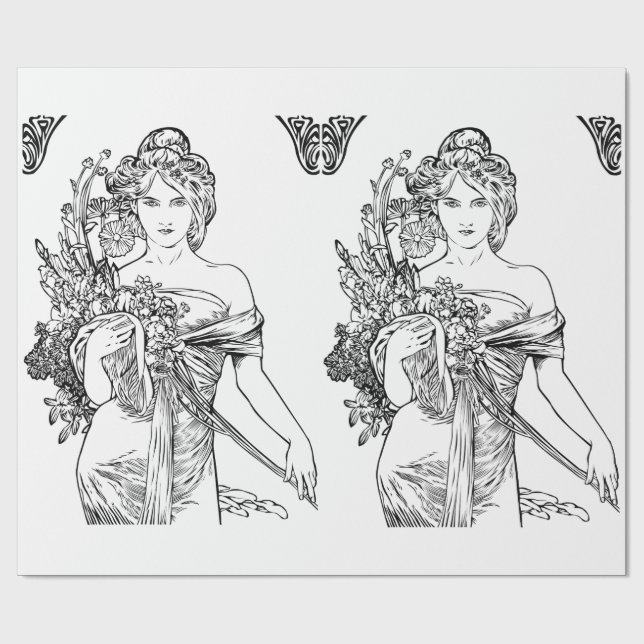 Cadeau Papier d'emballage Art nouveau Alphonse Mucha (Plat)