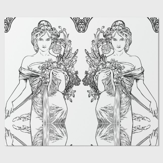 Cadeau Papier d'emballage Art nouveau Alphonse Mucha (Couture)