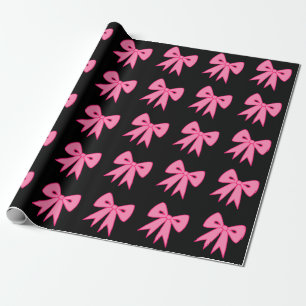 Cadeau Papier d'emballage aux noeuds roses rétro