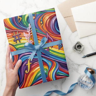 Cadeau Papier d'emballage aux notes de musique abstraites