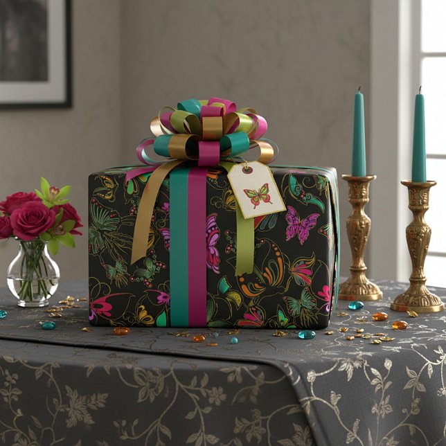 Cadeau Papier d'emballage aux papillons (Créateur téléchargé)