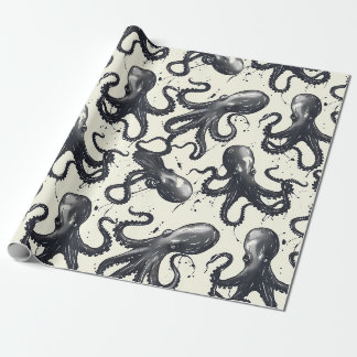 Cadeau Papier d'emballage aux pieuvres intrigantes
