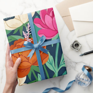 Cadeau Papier d'emballage aux pivoines et papillons abstr