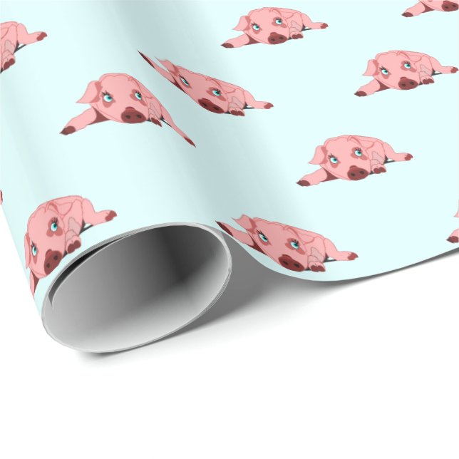 Cadeau Papier d'emballage avec Cochon (Coin rond)